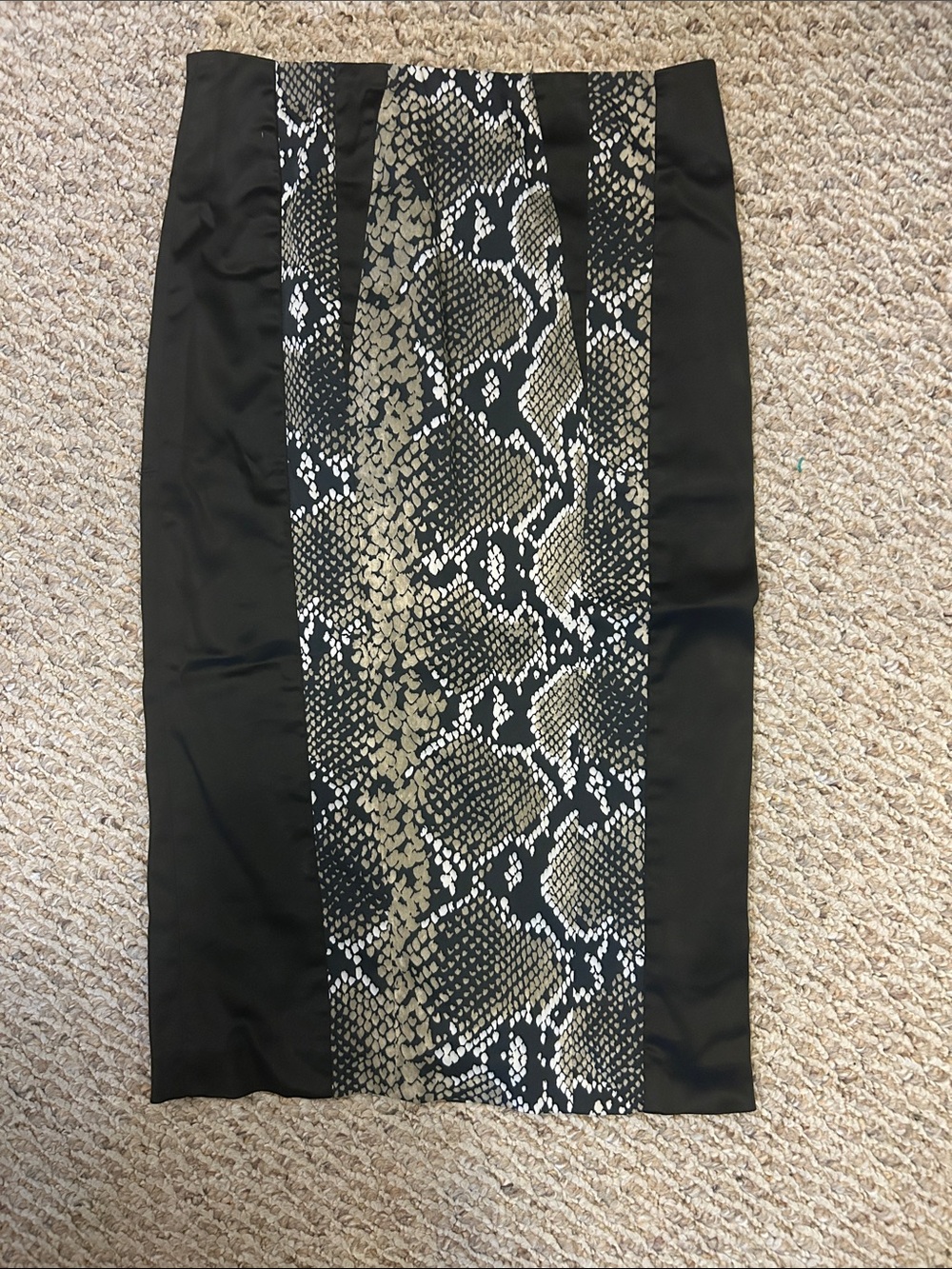 Karen Millen Black Pencil Skirt with Snake-Print Center Panel